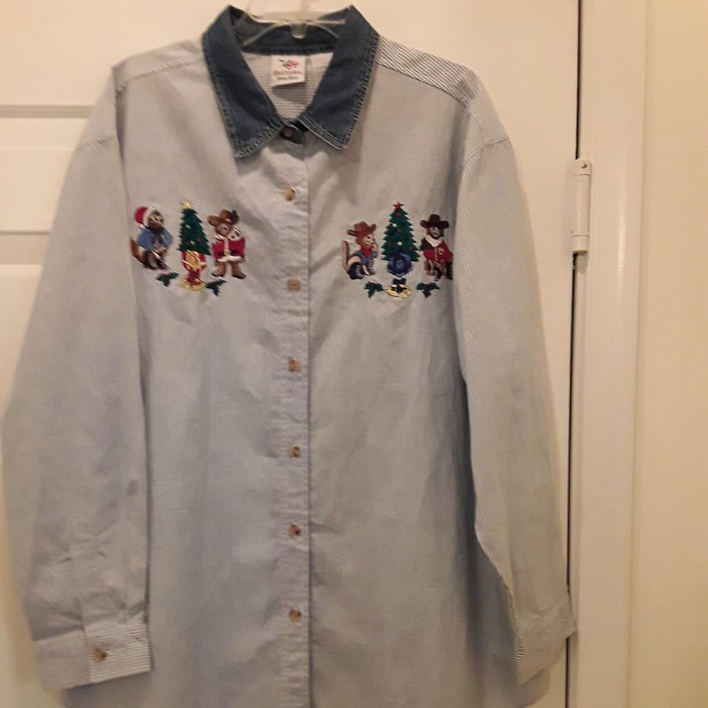 Nutcracker Plus Women’s Christmas Button Down Blouse Size 22W